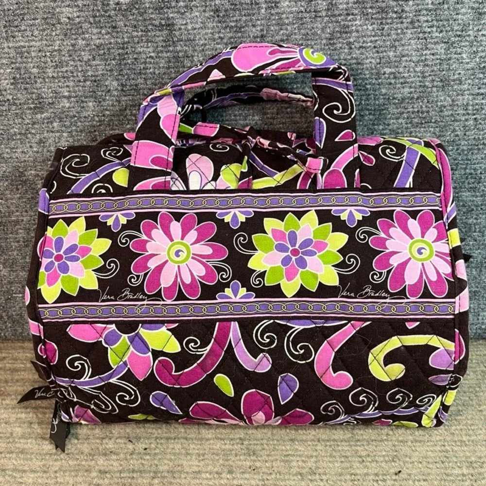 Vera Bradley Plum Crazy Hanging Travel Organizer Quilted Floral Cosmetic Bag